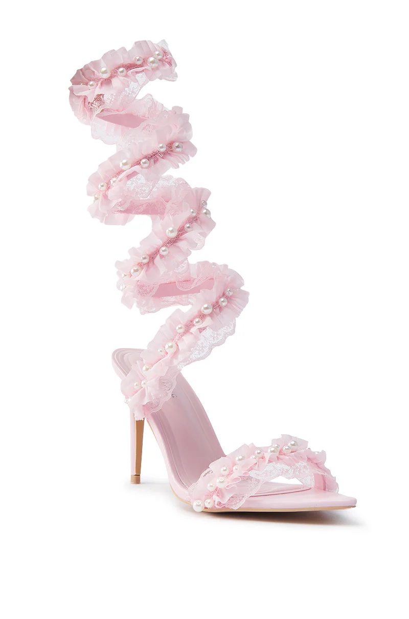 AZALEA WANG MORINE PINK WITH PEARLS SPIRAL STILETTO SANDAL - Image 5