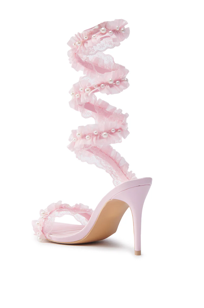 AZALEA WANG MORINE PINK WITH PEARLS SPIRAL STILETTO SANDAL - Image 6