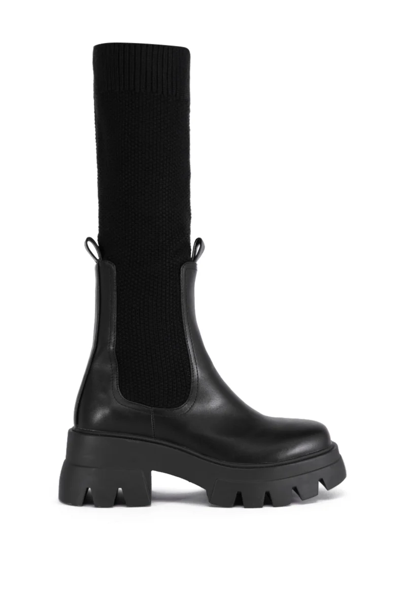 AZALEA WANG MOTA BLACK PU AND SWEATER BOOT - Image 3