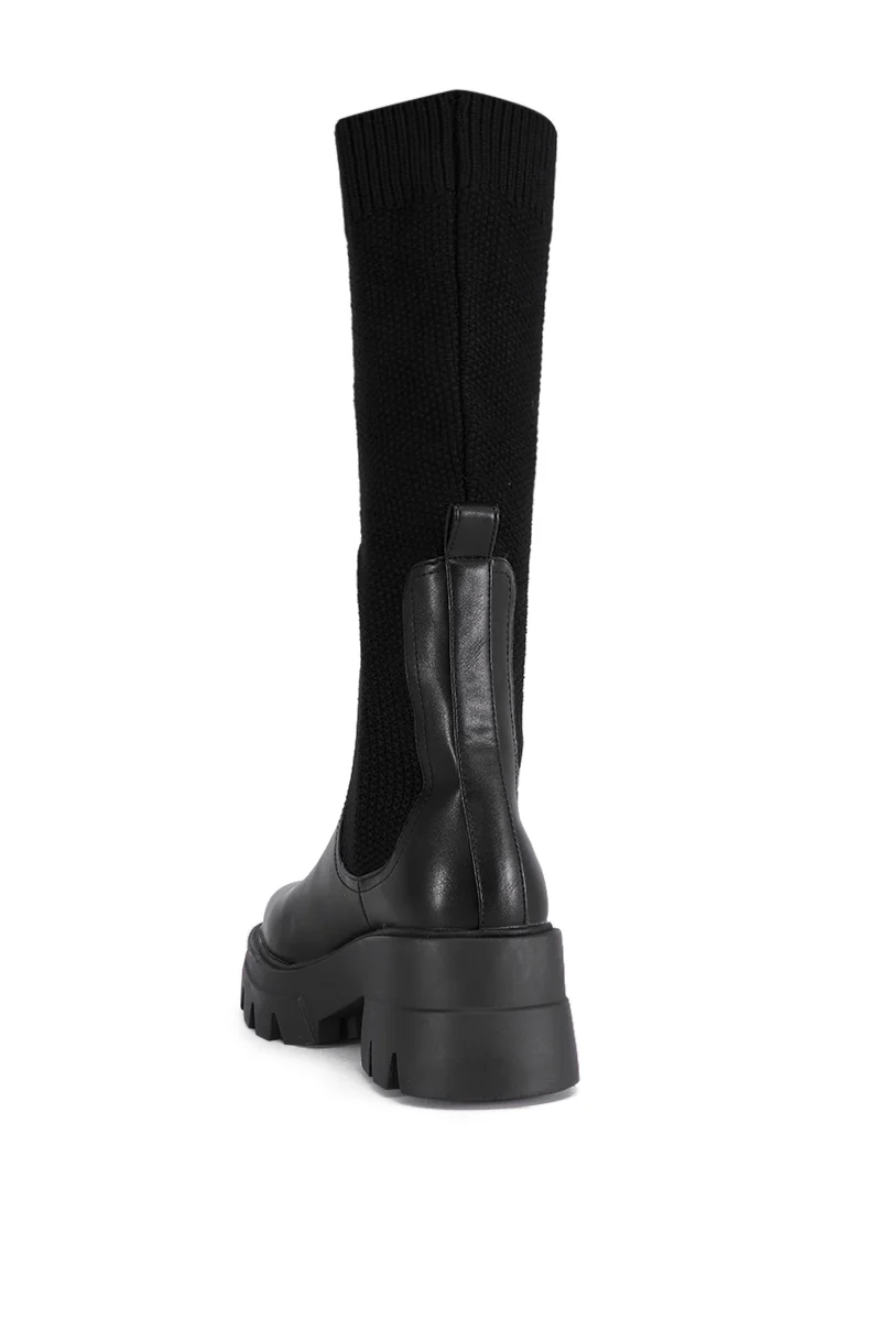 AZALEA WANG MOTA BLACK PU AND SWEATER BOOT - Image 5