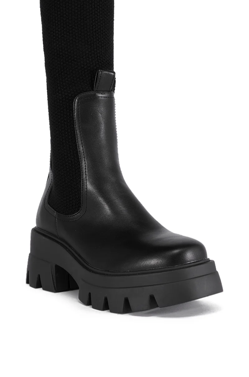 AZALEA WANG MOTA BLACK PU AND SWEATER BOOT - Image 6