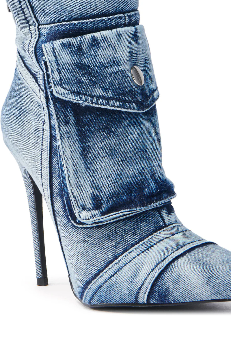 AZALEA WANG MYNAH DENIM STILETTO BOOTIE - Image 6