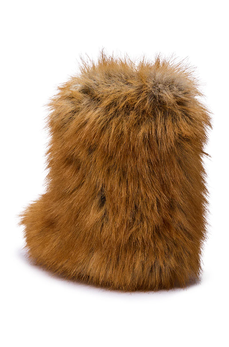 AZALEA WANG NADIANNA TAN FLAT FUR BOOTIE - Image 4