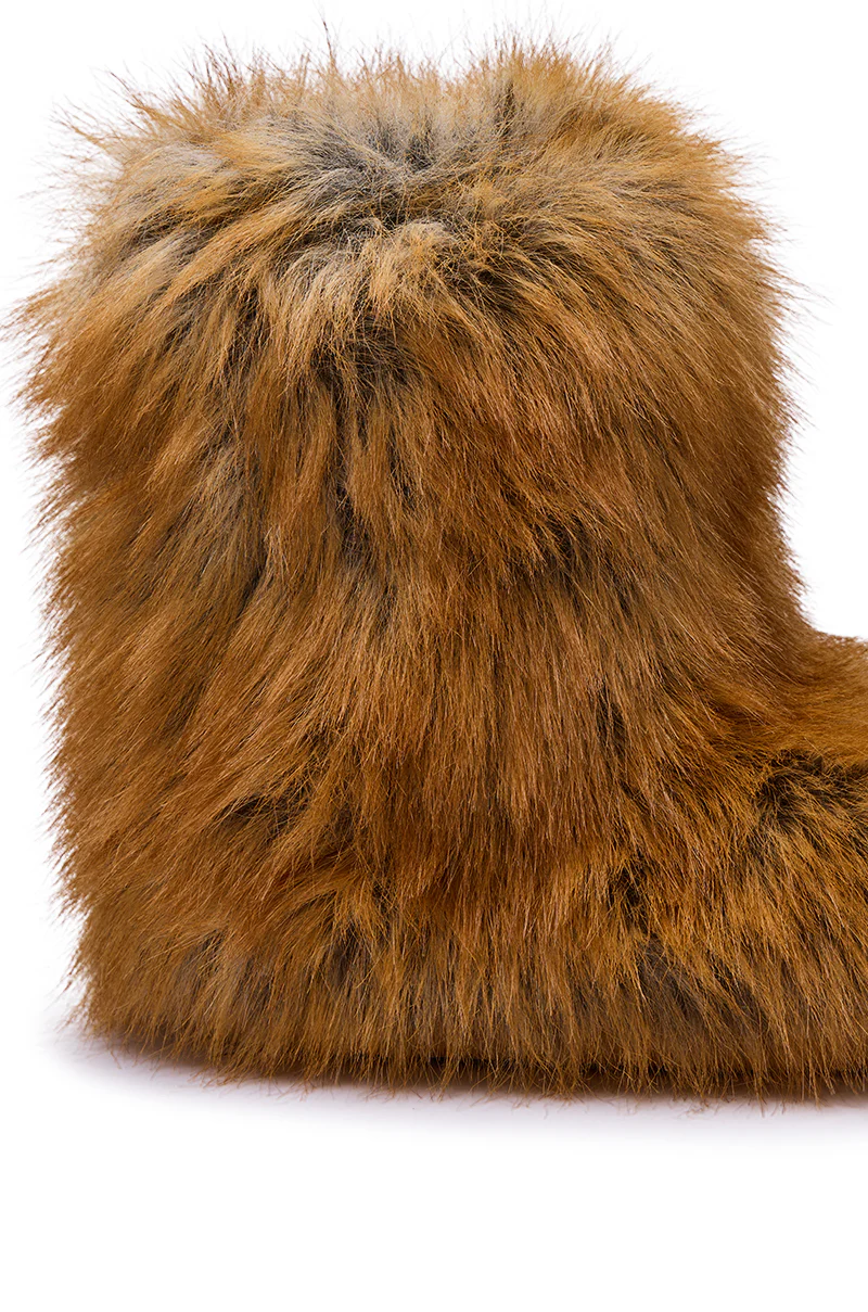 AZALEA WANG NADIANNA TAN FLAT FUR BOOTIE - Image 5