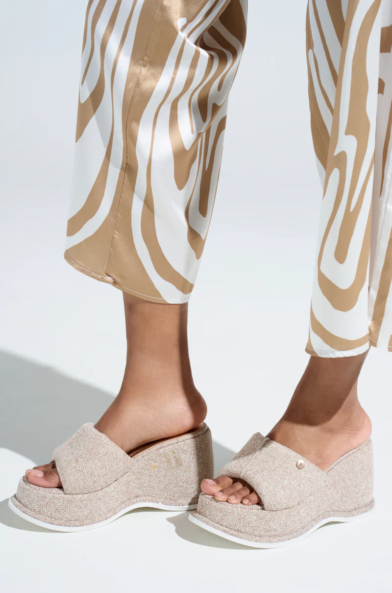 AZALEA WANG NATHALIA BEIGE NOVELTY FLATFORM SANDAL - Image 2