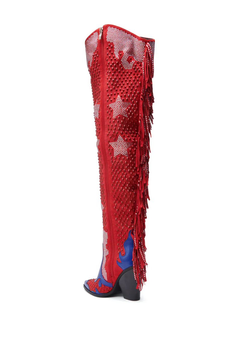 AZALEA WANG NELLA BLUE MULTI WESTERN EMBELLISHED BOOT - Image 6