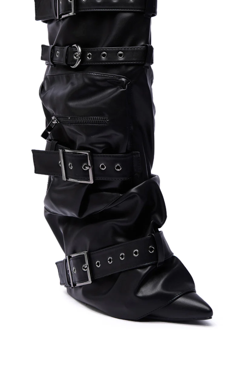 AZALEA WANG NEMIANA BLACK BELT AND BUCKLES DETAIL BOOT - Image 11