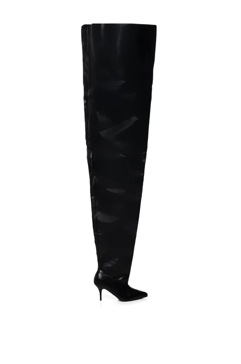 AZALEA WANG NEMY BLACK PU STILETTO BOOT - Image 2