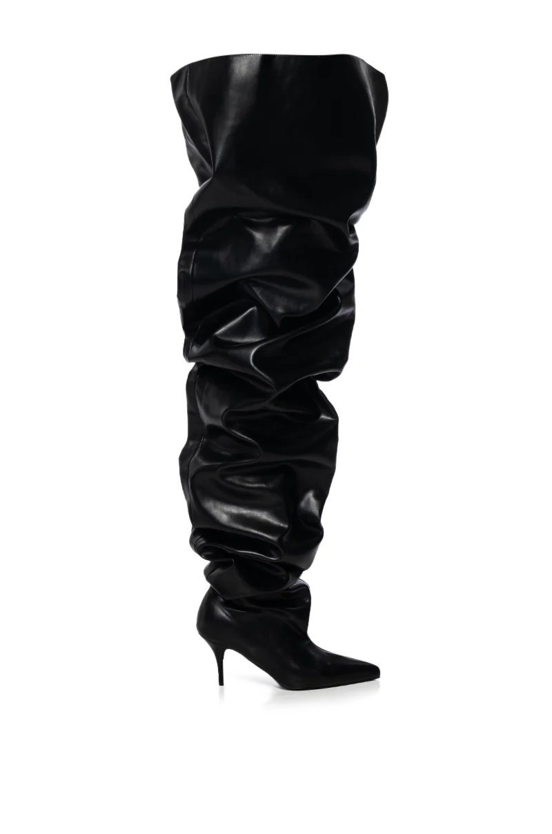 AZALEA WANG NEMY BLACK PU STILETTO BOOT - Image 3