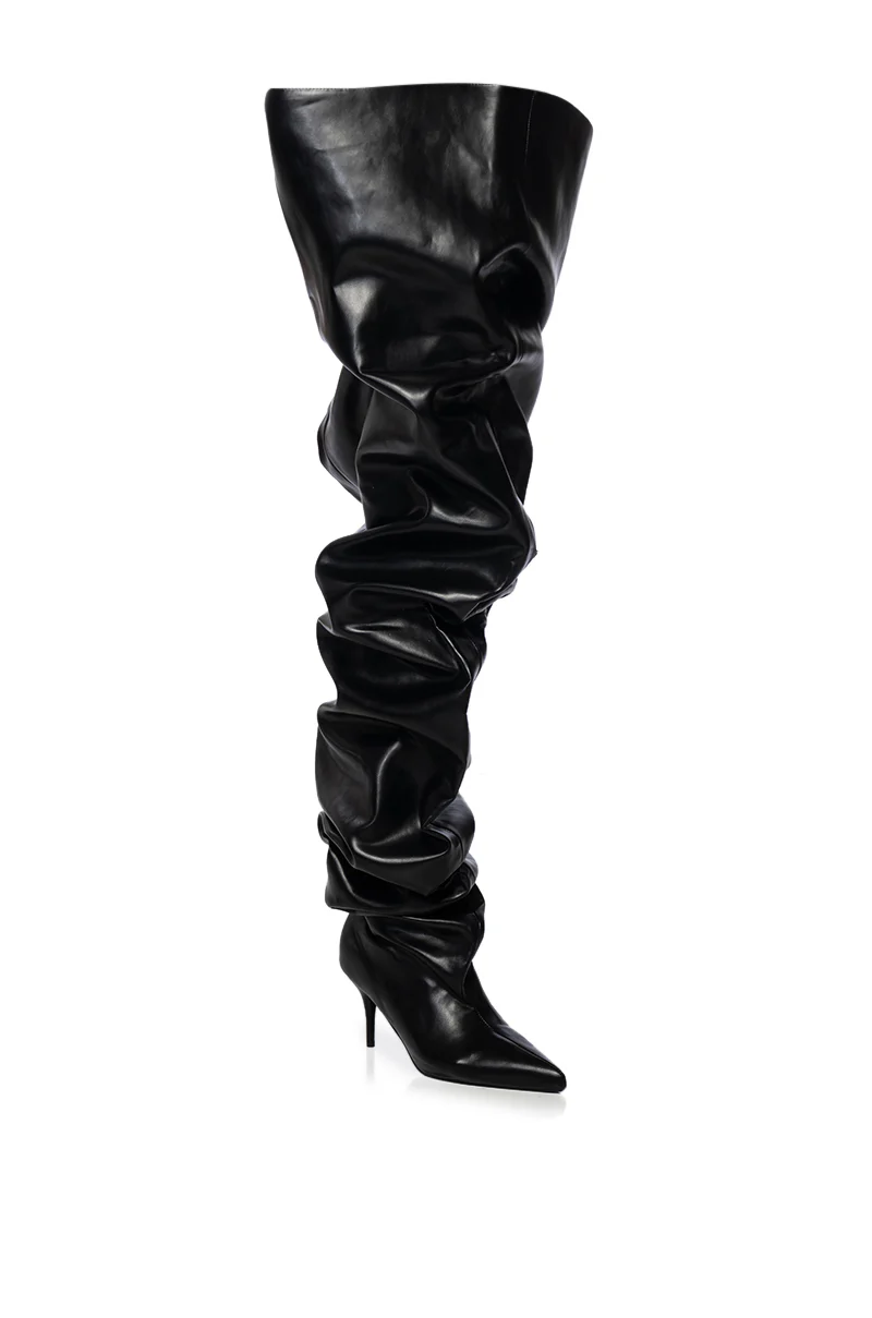 AZALEA WANG NEMY BLACK PU STILETTO BOOT - Image 4