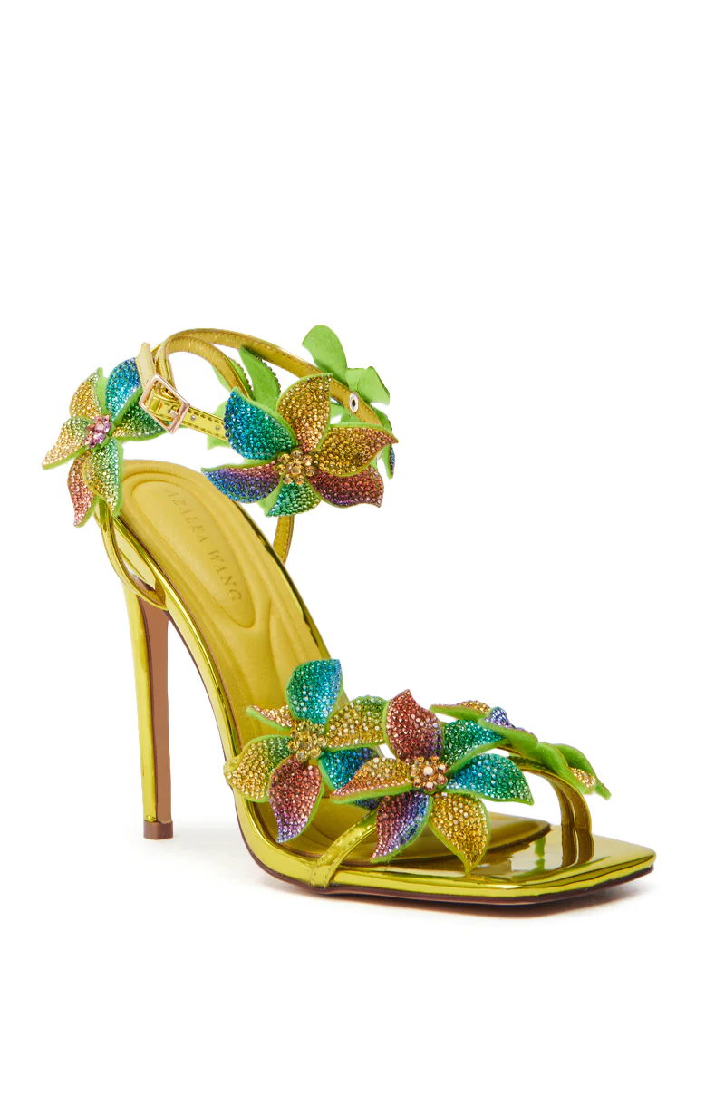 AZALEA WANG NERIYA MULTI RHINESTONE FLOWER STILETTO SANDAL - Image 6