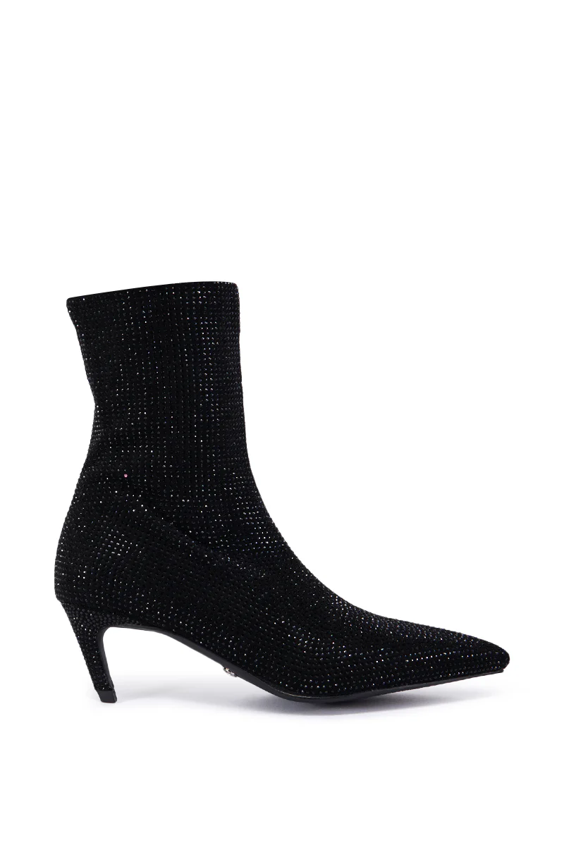 AZALEA WANG NEROLA BLACK RHINESTONE BOOTIE - Image 4