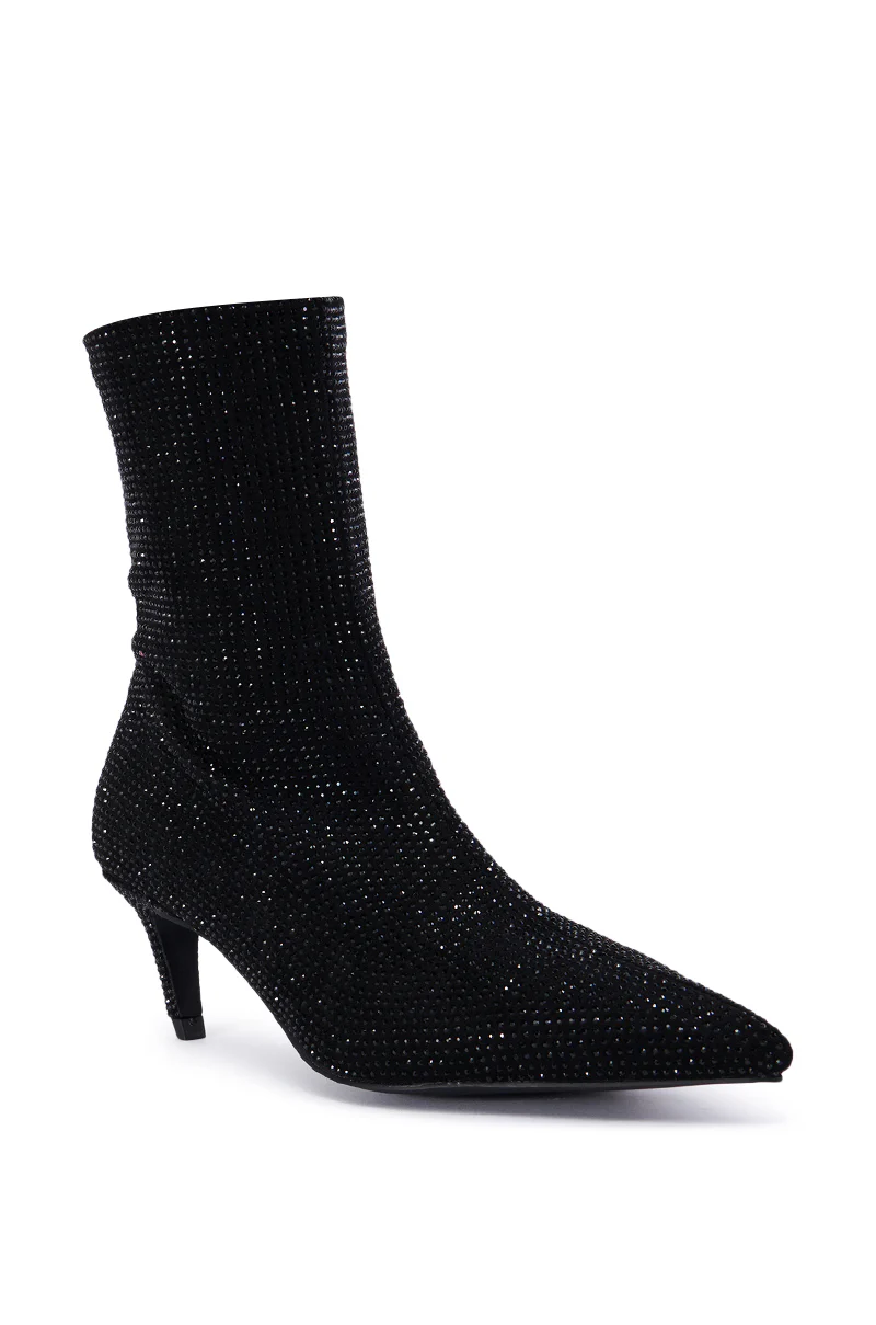 AZALEA WANG NEROLA BLACK RHINESTONE BOOTIE - Image 5
