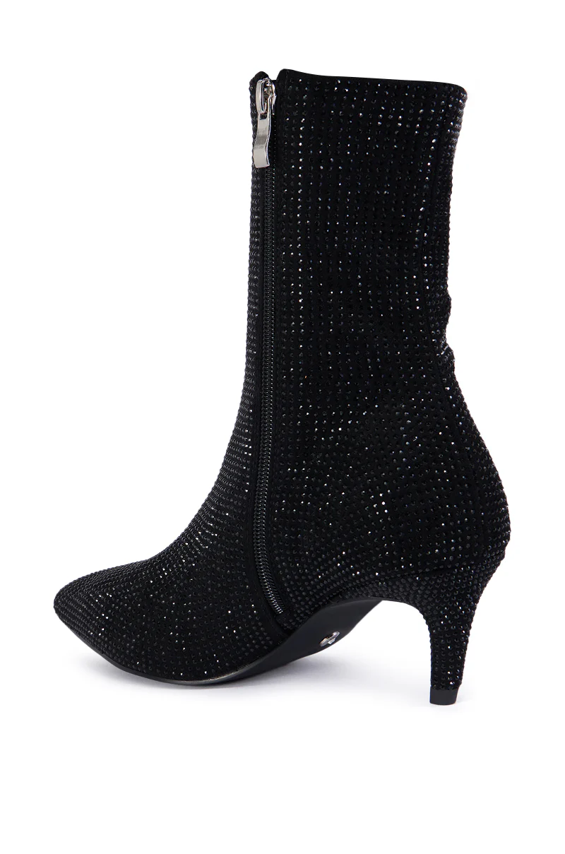 AZALEA WANG NEROLA BLACK RHINESTONE BOOTIE - Image 6