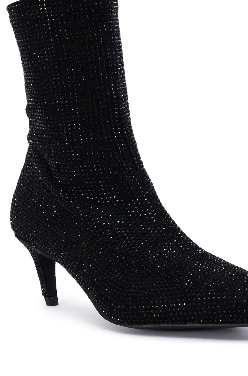 AZALEA WANG NEROLA BLACK RHINESTONE BOOTIE - Image 7