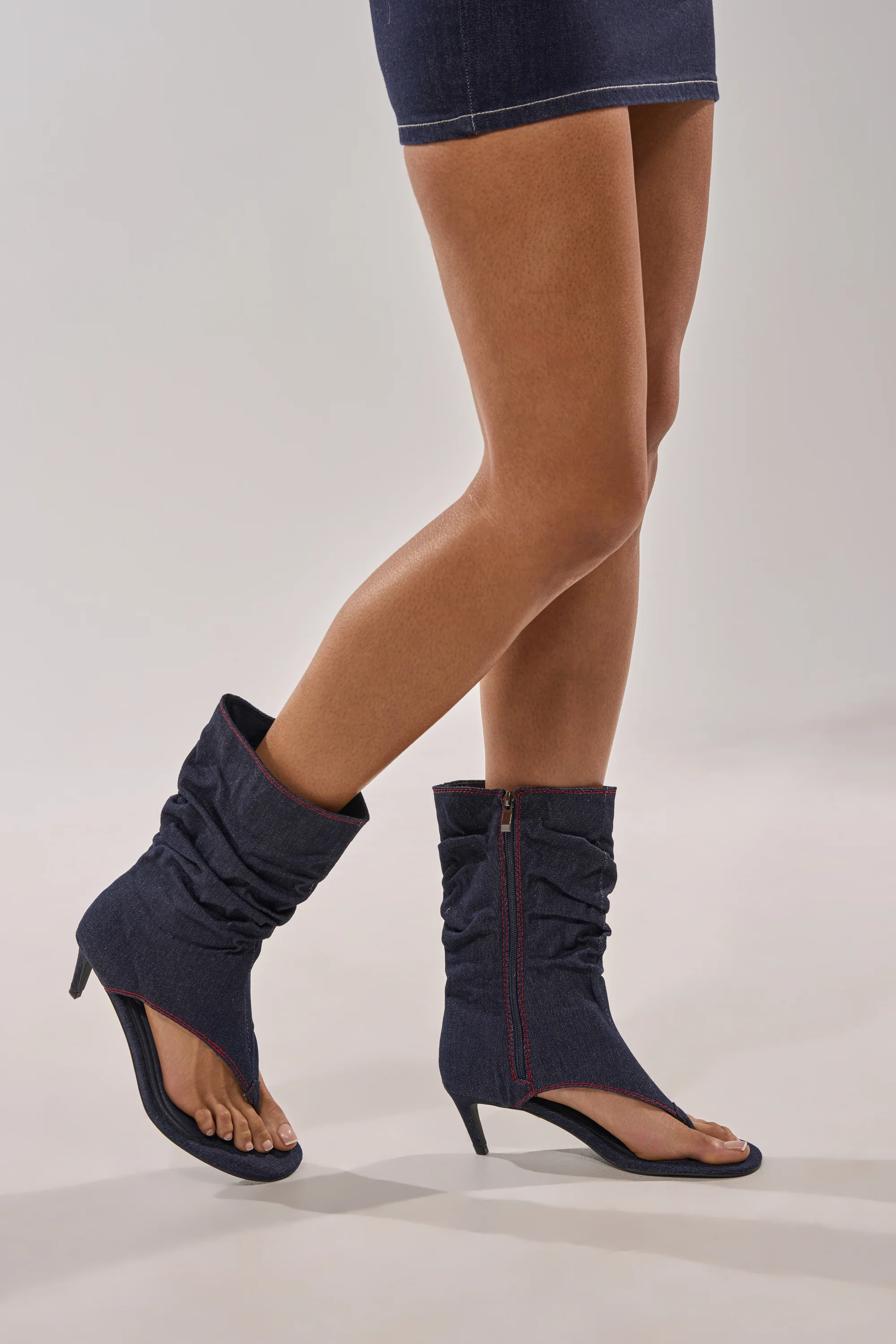 AZALEA WANG NIAMH DENIM GLADIATOR KITTEN HEEL SANDAL - Image 3