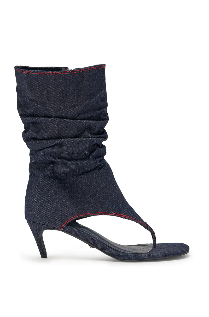 AZALEA WANG NIAMH DENIM GLADIATOR KITTEN HEEL SANDAL - Image 4