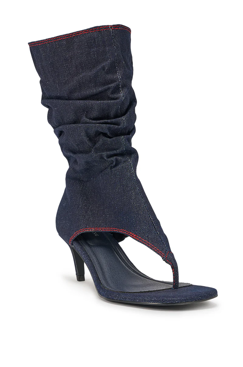AZALEA WANG NIAMH DENIM GLADIATOR KITTEN HEEL SANDAL - Image 5
