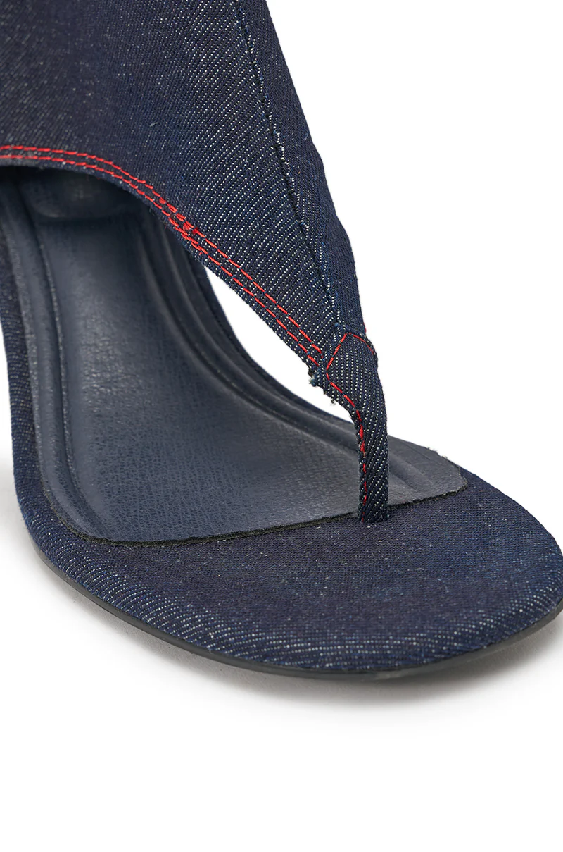 AZALEA WANG NIAMH DENIM GLADIATOR KITTEN HEEL SANDAL - Image 7