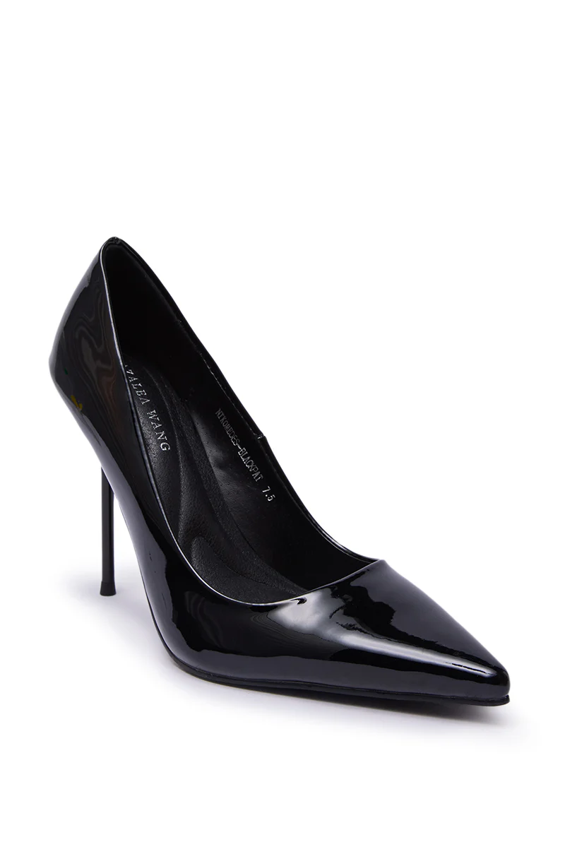 AZALEA WANG NIKOMEDES BLACK PATENT STILETTO PUMP - Image 10