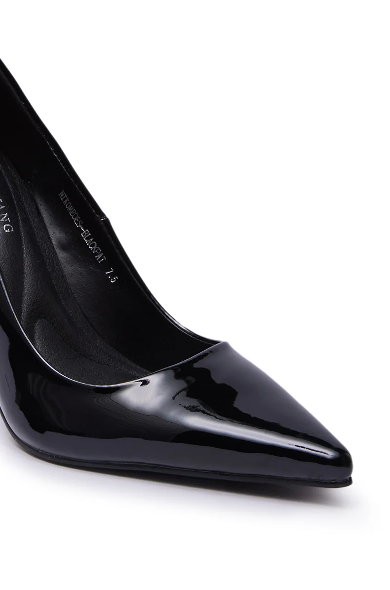 AZALEA WANG NIKOMEDES BLACK PATENT STILETTO PUMP - Image 12