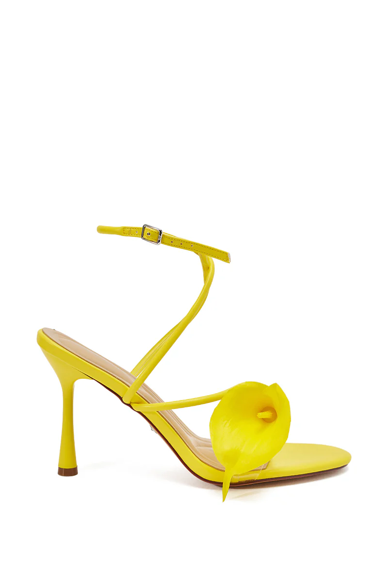 AZALEA WANG NILOU YELLOW FLORAL DECALE STRAP STILETTO SANDAL - Image 4