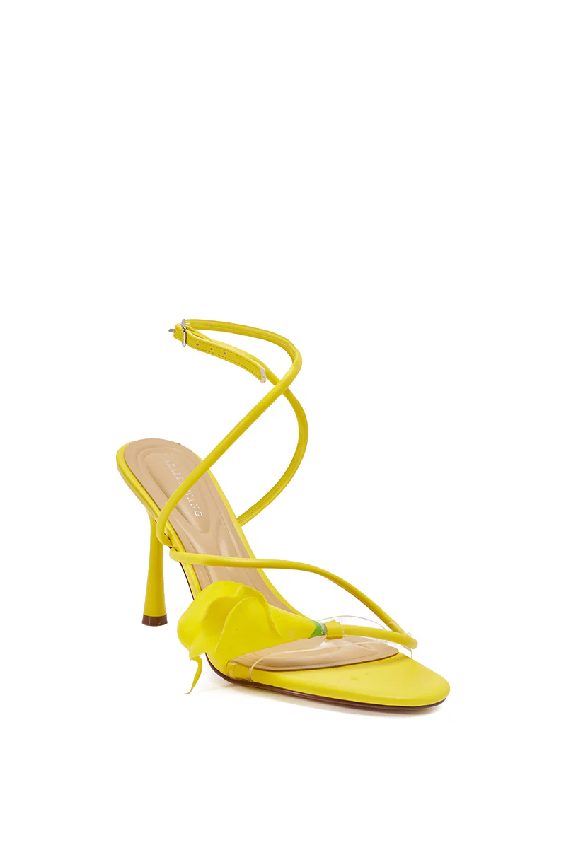 AZALEA WANG NILOU YELLOW FLORAL DECALE STRAP STILETTO SANDAL - Image 5