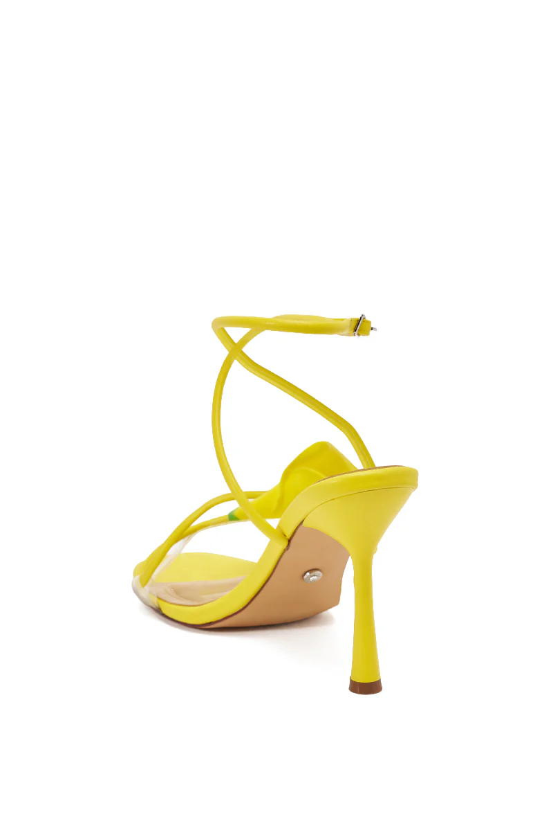 AZALEA WANG NILOU YELLOW FLORAL DECALE STRAP STILETTO SANDAL - Image 6