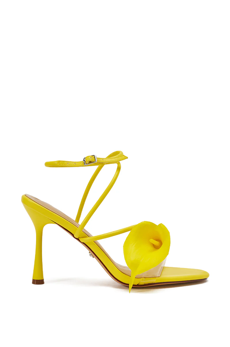 AZALEA WANG NILOU YELLOW FLORAL DECALE STRAP STILETTO SANDAL - Image 8