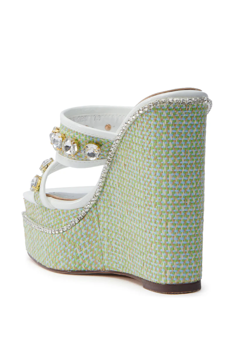 AZALEA WANG NIOMA GREEN EMBELLISHED WEDGE SANDAL - Image 6