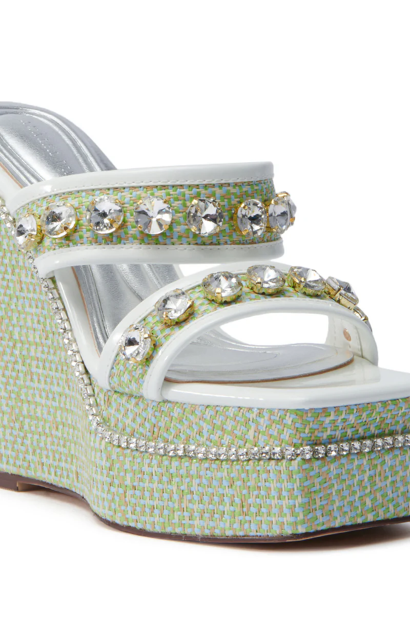 AZALEA WANG NIOMA GREEN EMBELLISHED WEDGE SANDAL - Image 7