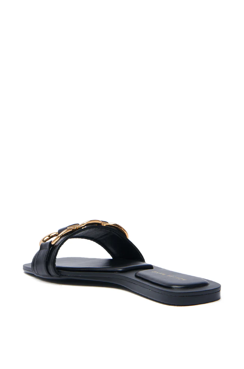 AKIRA NOELINE BLACK WITH GOLD HARDWARE SLIP ON SANDAL - Image 5