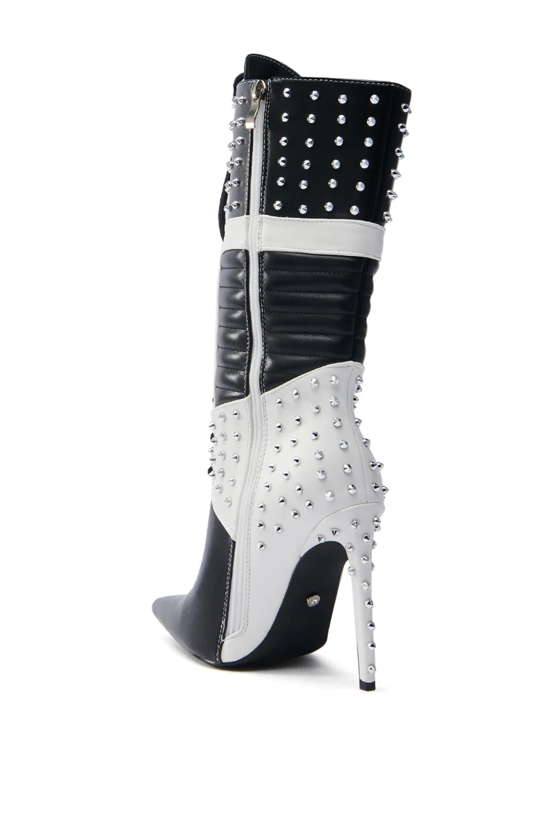 AZALEA WANG OCTOBI BLACK AND WHITE STILETO BOOT - Image 6