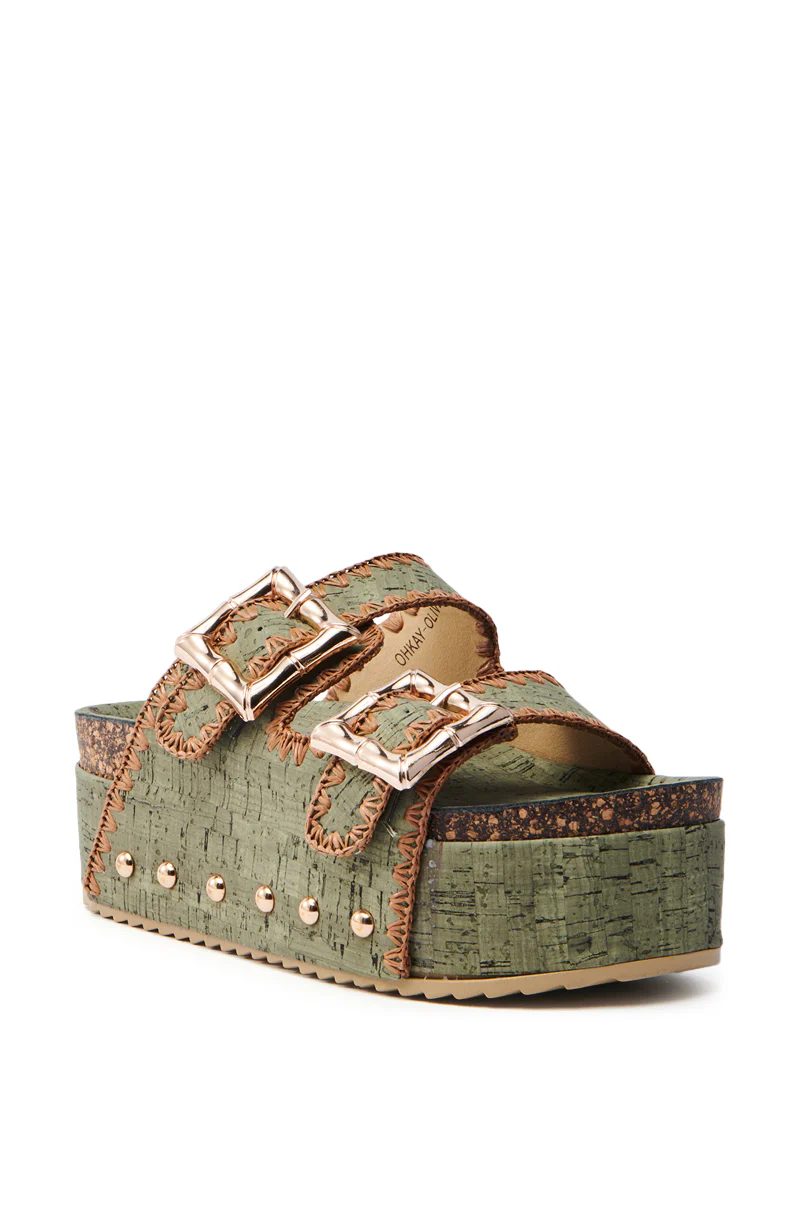 AZALEA WANG OHKAY OLIVE FLATFORM SANDAL - Image 3