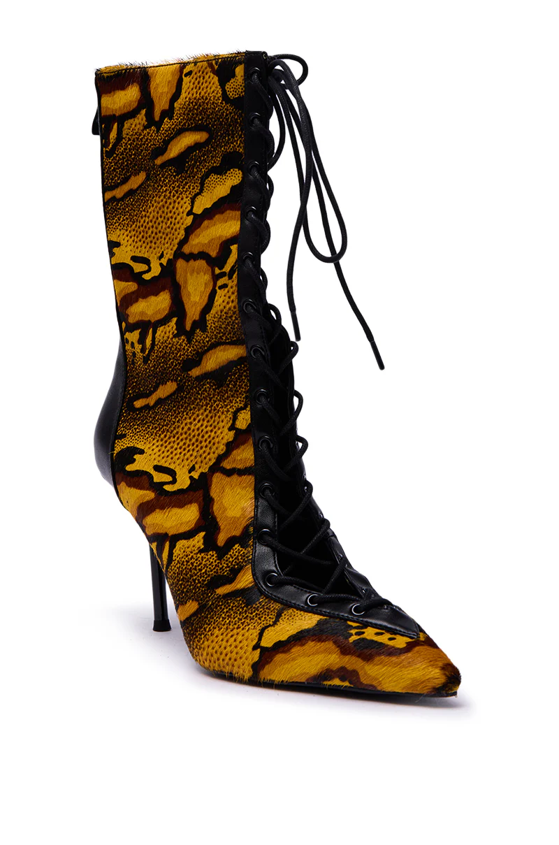 AZALEA WANG OLIVERS YELLOW STILETTO LACE UP BOOTIE - Image 5