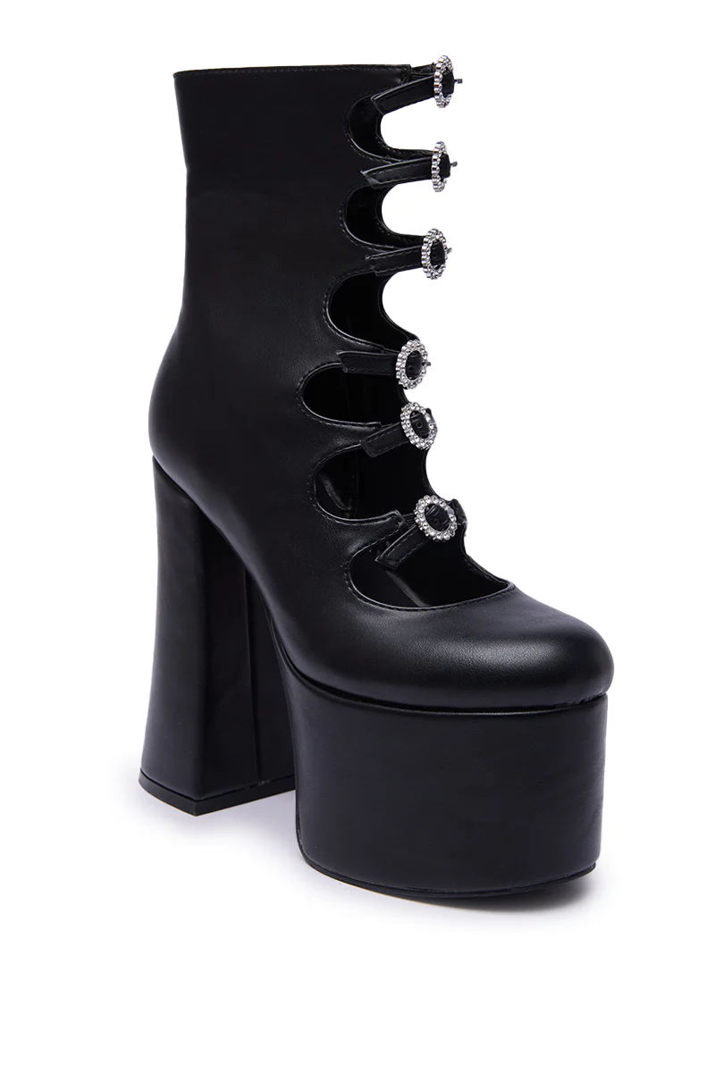 AZALEA WANG OMLEE BLACK ULTRA HIGH PLATFORM BOOTIE - Image 6