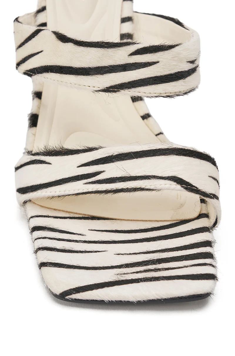 AZALEA WANG OPHIEL ZEBRA PONY HAIR SANDAL - Image 6