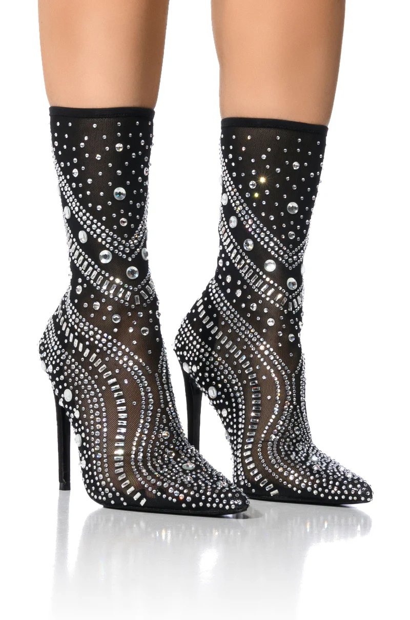 AZALEA WANG OPRY BLACK EMBELLISHED MESH BOOTIE - Image 4