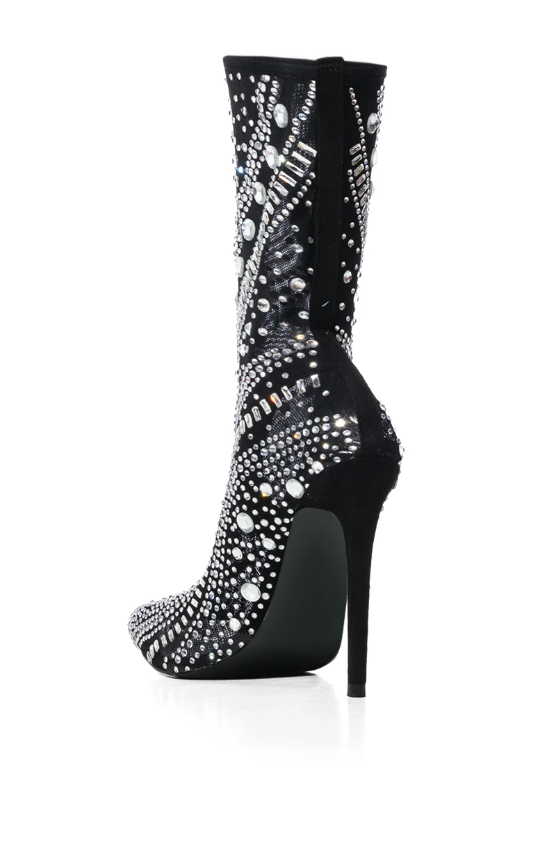 AZALEA WANG OPRY BLACK EMBELLISHED MESH BOOTIE - Image 7