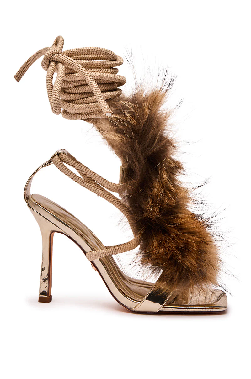 AZALEA WANG ORLA TAN FUR ROPE STILETTO SANDAL - Image 8