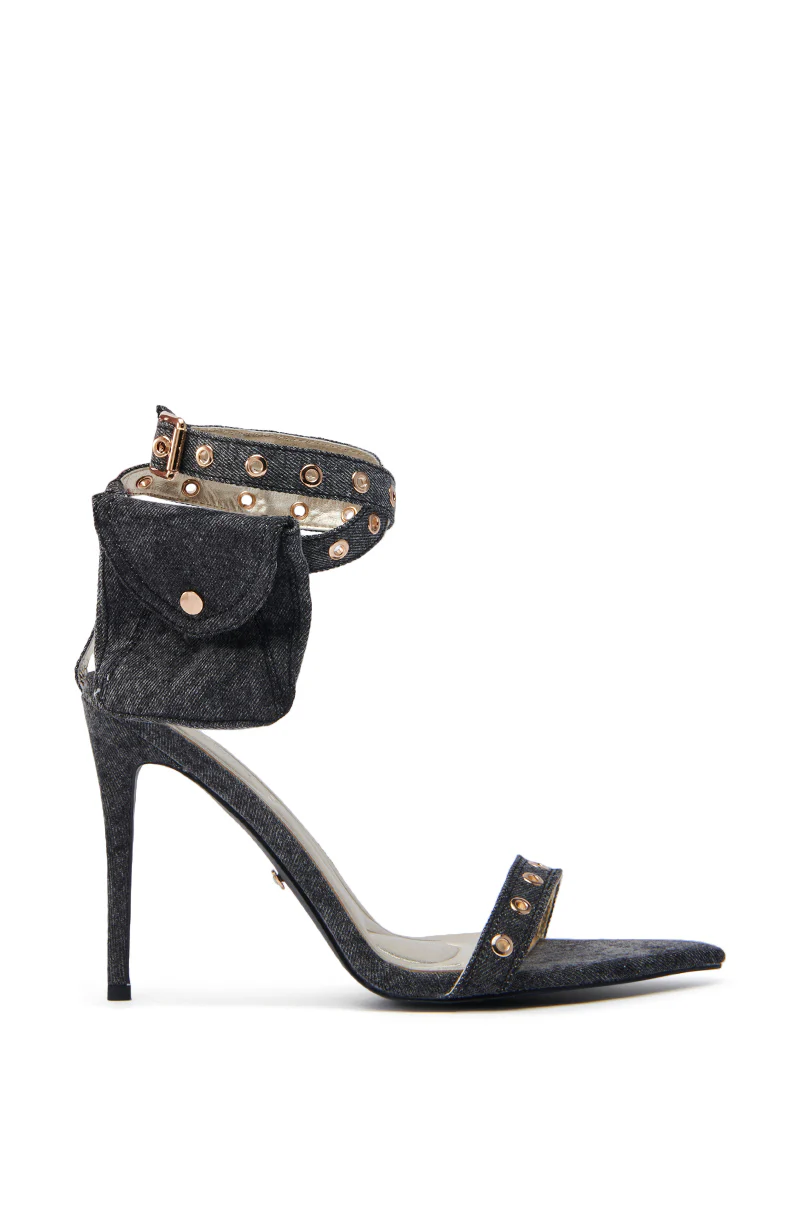 AZALEA WANG PAISLEIGH BLACK DENIM STILETTO SANDAL - Image 4