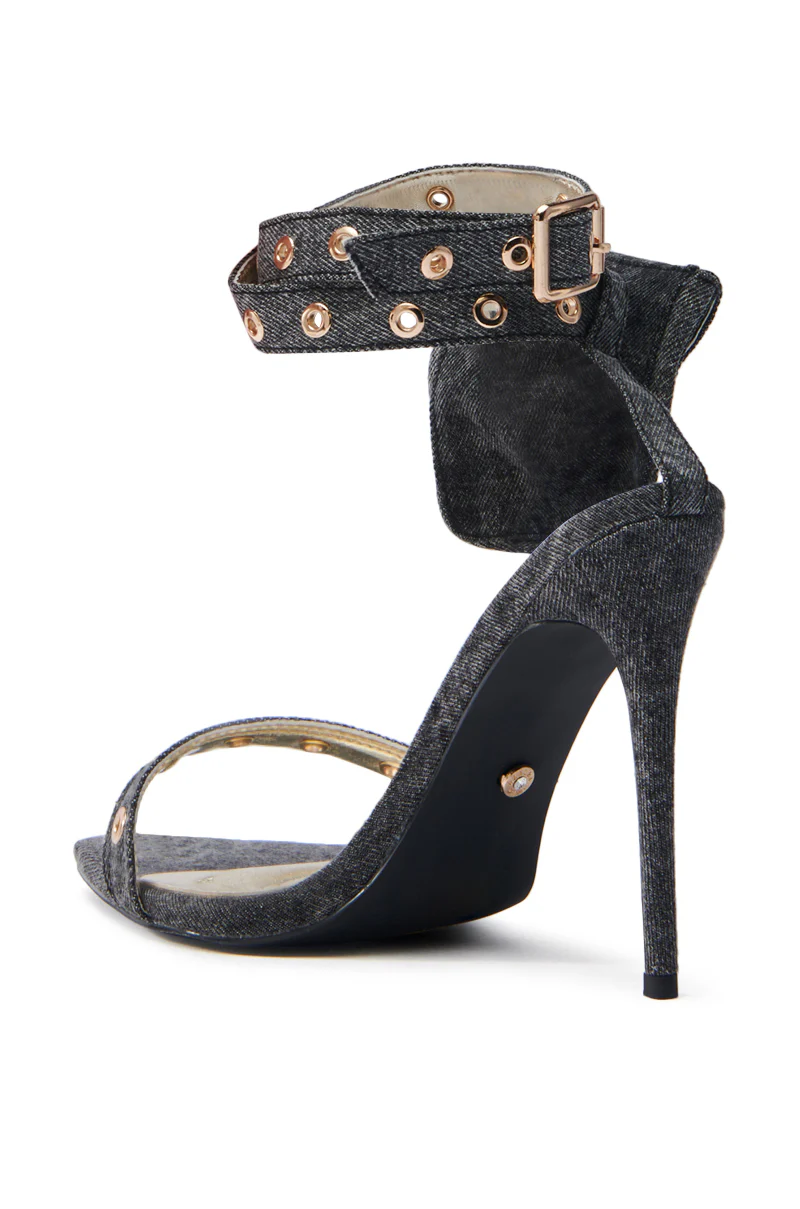 AZALEA WANG PAISLEIGH BLACK DENIM STILETTO SANDAL - Image 6