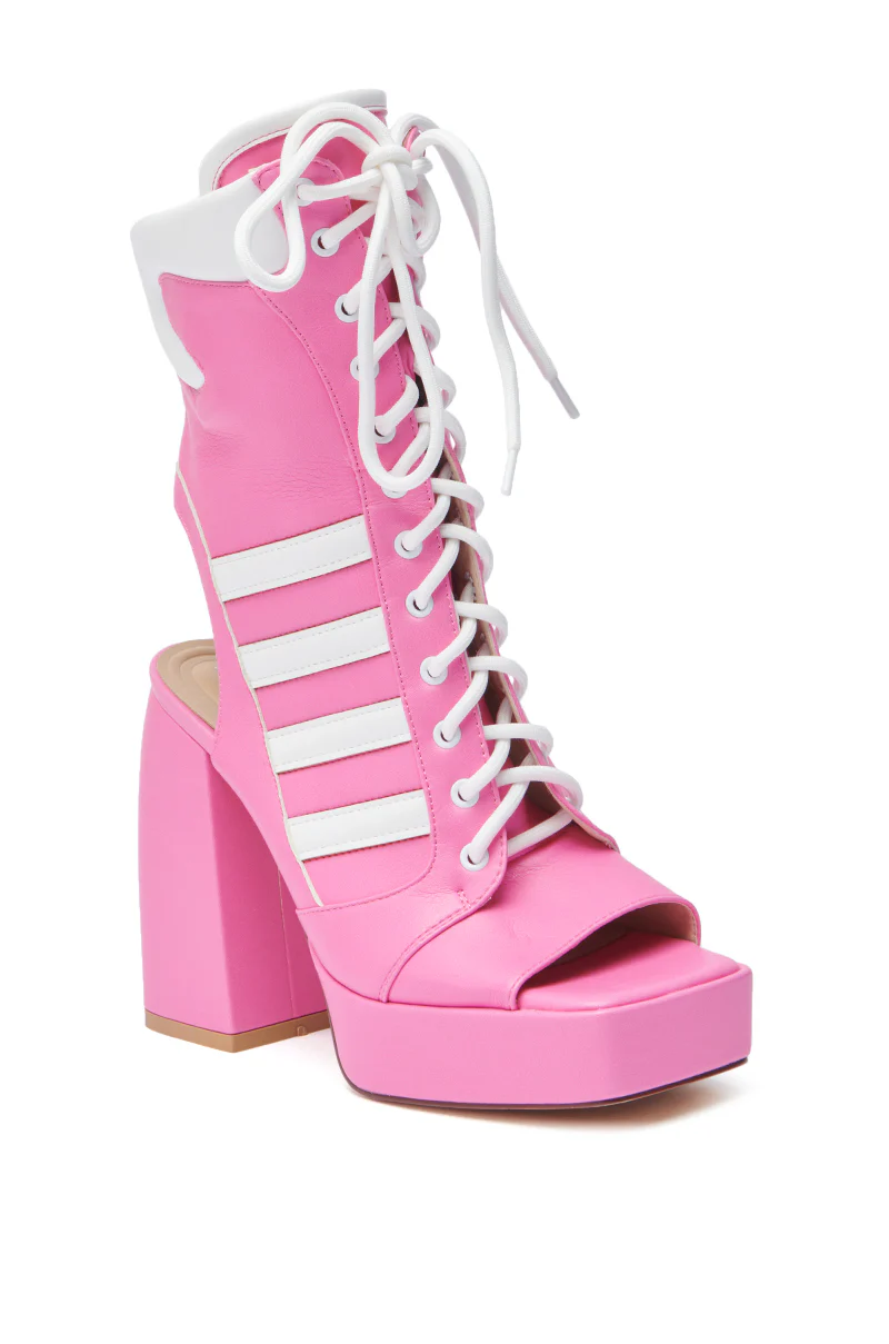 AZALEA WANG PAMINA PINK OPEN TOE SPORTY BOOTIE - Image 5