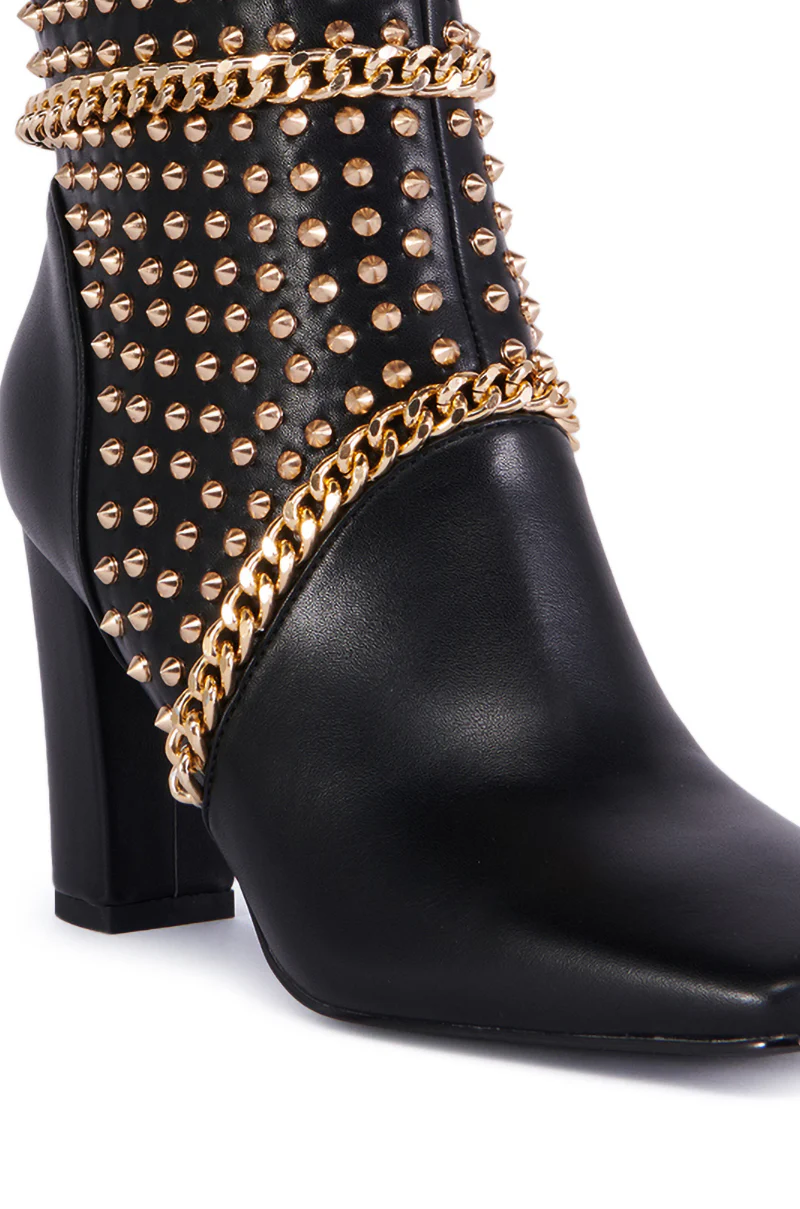 AZALEA WANG PANCHO BLACK EMBELLISHED BOOTIE - Image 5