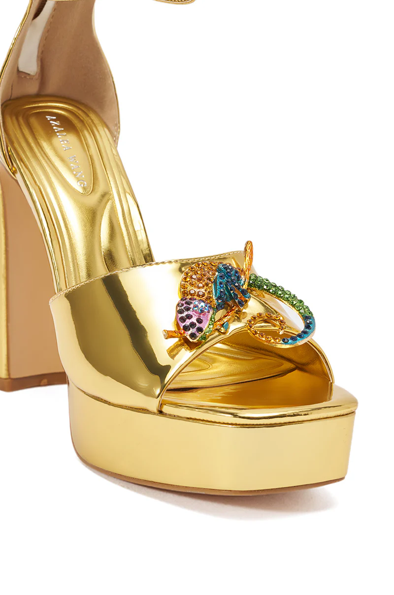 AZALEA WANG PASQUALE GOLD IGUANA EMBELLISHED SANDAL - Image 11