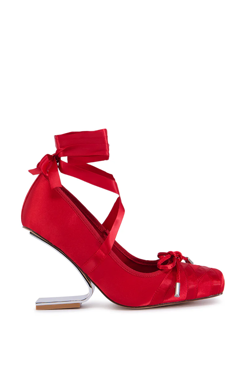 AZALEA WANG PAVARITI BALLET SWOOP HEEL IN RED - Image 10