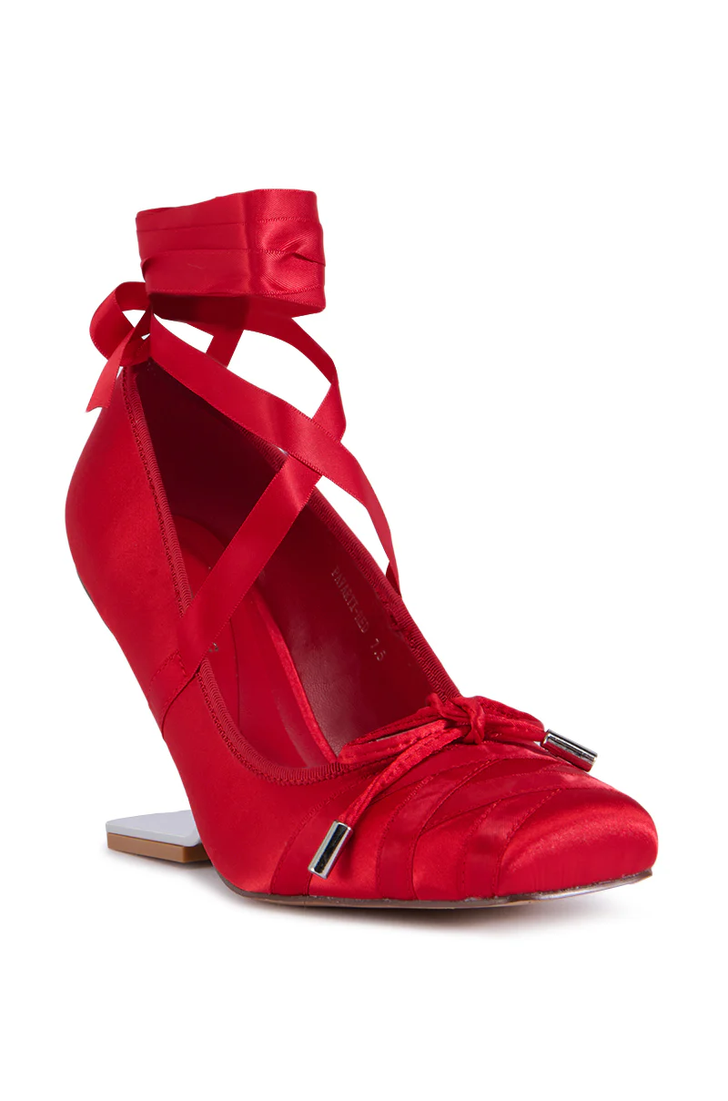 AZALEA WANG PAVARITI BALLET SWOOP HEEL IN RED - Image 11