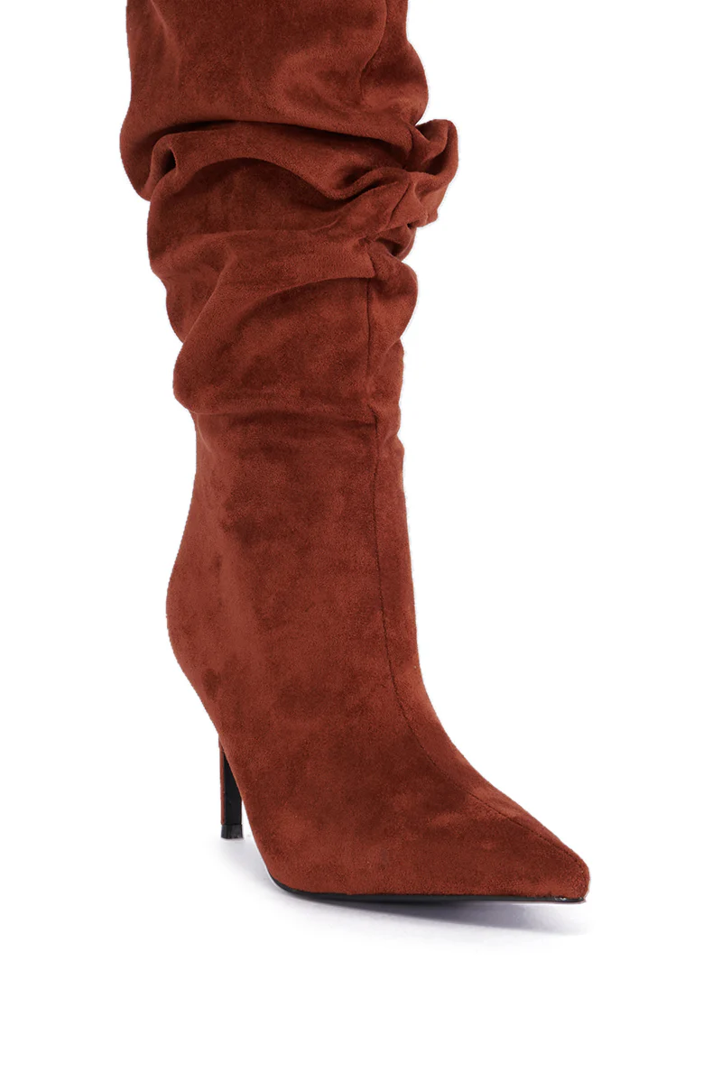 AZALEA WANG PAVETTA BROWN FAUX SUEDE SLOUCH BOOT - Image 8
