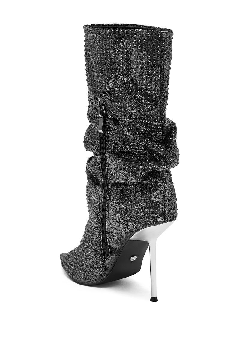 AZALEA WANG PHOTINE BLACK MULTI SPARKLE OPEN TOE STILETTO BOOTIE - Image 6