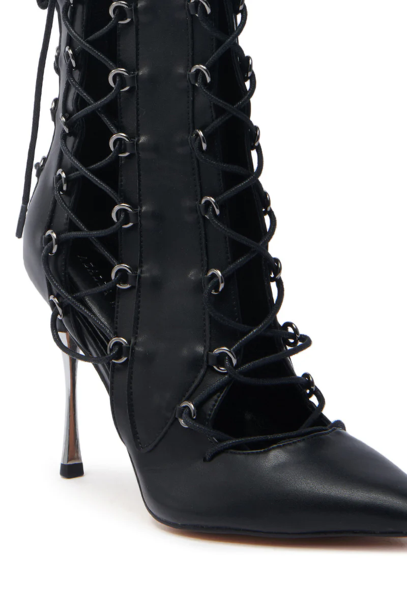 AZALEA WANG PONCIA BLACK LACE UP BLACK BOOTIE - Image 10